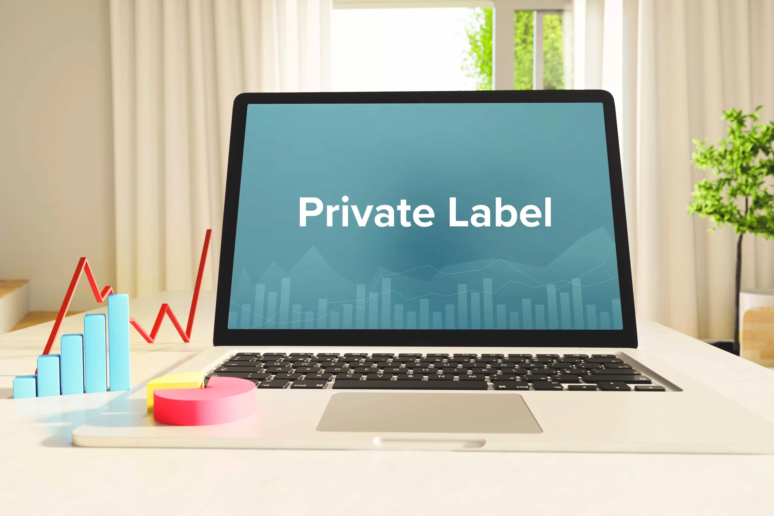 Private Label – Statistics/Business. Laptop in the office with